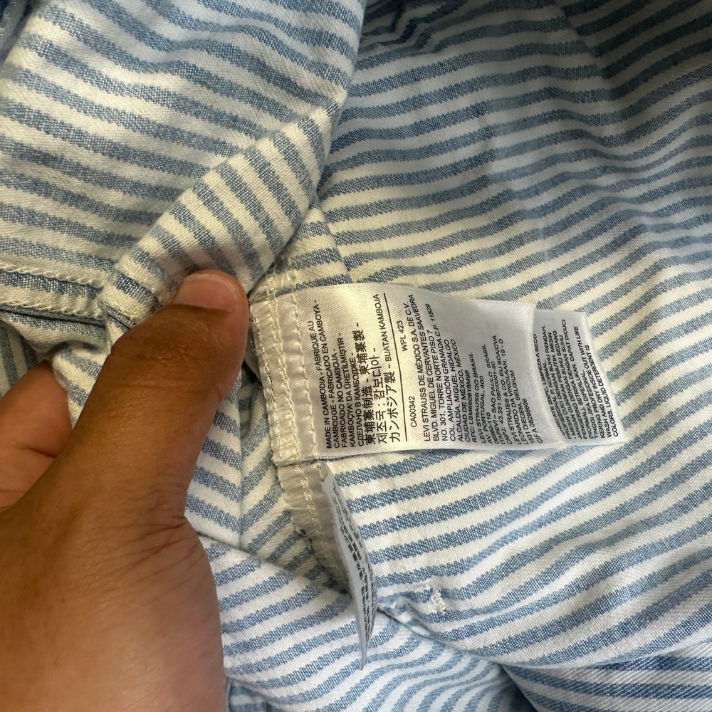 Levis Trucker Jacket Mens XL Blue White Railroad Stripe Denim Coat‎ Casual - Picture 4 of 11